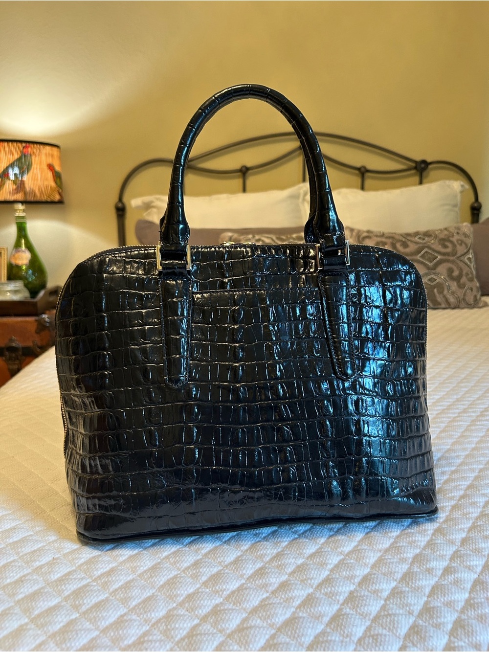 Brahmin Vivian Satchel in Black Embossed Leather - Picture 2 of 15